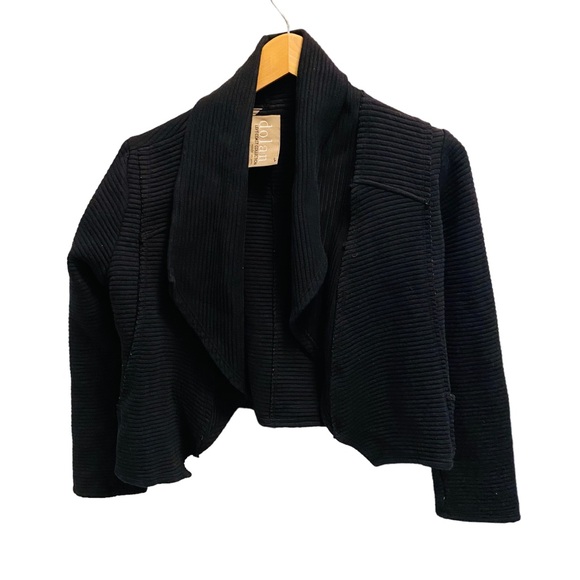 Anthro Dolan Lea Black Ribbed Cascading Cardigan - Picture 2 of 5